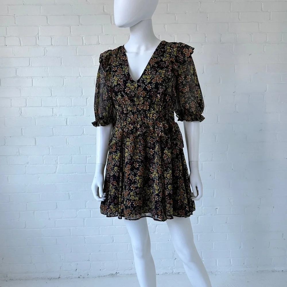 Topshop Floral Ruffle Mini Dress - Picture 2 of 7